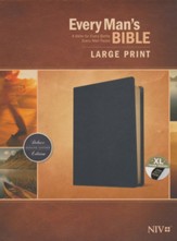 NIV Every Man's Large-Print Bible--genuine leather, black (indexed) - Imperfectly Imprinted Bibles