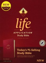 NIV Life Application Study Bible, Third Edition--soft leather-look, berry (indexed)