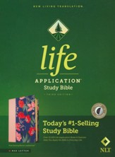 NLT Life Application Study Bible, Third Edition, Soft imitation leather, Pink Evening Bloom, With thumb index - Imperfectly Imprinted Bibles