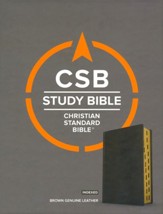 CSB Study Bible, Dark Brown, Genuine Leather,  Thumb-Indexed