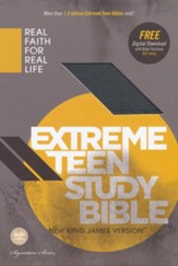 NKJV Extreme Teen Study Bible, Leathersoft, charcoal - Imperfectly Imprinted Bibles