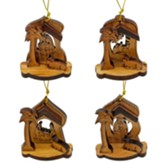 Olive Wood Nativity Ornaments, Set of 4