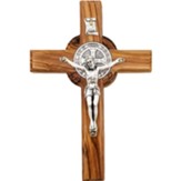 Holy Land Olive Wood St. Benedict Cross, Medium