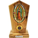 Our Lady of Guadalupe Tabletop Plaque on Olivewood Stand