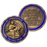 St. Christopher Do Not Fear, Gold Plated Challenge Coin, Isaiah 41:10