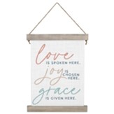 Love, Joy, Grace, Hanging Canvas