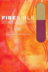Fire Bible ESV version, Soft leather-look, Tan/Berry  - Imperfectly Imprinted Bibles