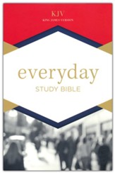 KJV Everyday Study Bible--soft leather-look, navy blue with cross
