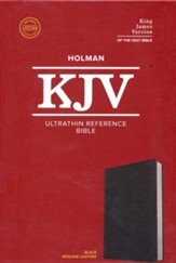 KJV Ultrathin Reference Bible--genuine leather, black - Slightly Imperfect