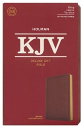 KJV Deluxe Gift Bible--soft leather-look, brown