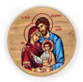 Holy Family, Byzantine, Round, Holy Land Olive Wood Icon Magnet