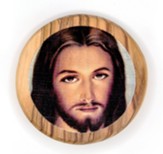 Divine Mercy Jesus (Close Up), Round, Holy Land Olive Wood Icon Magnet