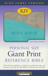 KJV Personal Size Giant Print Reference Bible, imitation  leather, turquoise/gray - Imperfectly Imprinted Bibles