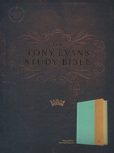 CSB Tony Evans Study Bible--soft leather-look, teal/earth