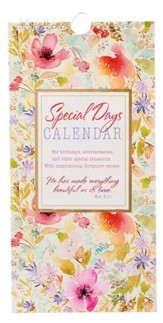 Special Days and Occasion Reminder Calendar, Pink