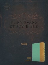 CSB Tony Evans Study Bible--soft leather-look, teal/earth (indexed) - Slightly Imperfect