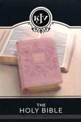 KJV Large-Print Compact Bible--soft leather-look, pink