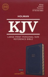 KJV Large-Print Personal Size Reference Bible--soft leather-look, navy (indexed)