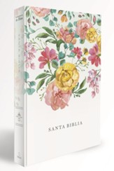 Biblia RVR 1960 letra grande tamaño manual, con nombres de Dios, flores naranjas (Handy Size Large Print, Orange Flowers)