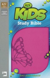 KJV Kids Study Bible, Leather-Look, Fluttering Fuchsia - Imperfectly Imprinted Bibles