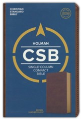 CSB Single-Column Compact Bible--soft leather-look, brown