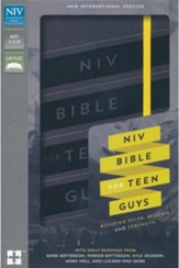 NIV Bible for Teen Guys--soft leather-look, charcoal with elastic closure