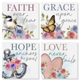 Faith Grace Hope Love Coasters, Set of 4