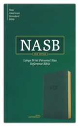 NASB Large-Print Personal-Size Reference Bible--soft leather-look, olive - Slightly Imperfect