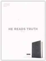 CSB He Reads Truth Bible--LeatherTouch, smoke (indexed)