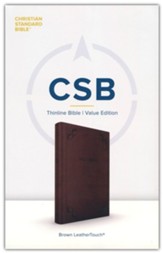 CSB Thinline Bible, Value Edition--soft leather-look, brown - Imperfectly Imprinted Bibles