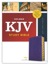 KJV Full-Color Study Bible--soft leather-look, plum (indexed) - Imperfectly Imprinted Bibles