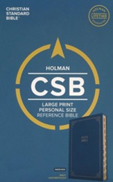 CSB Large-Print Personal-Size Reference Bible--soft leather-look, navy blue (indexed) - Imperfectly Imprinted Bibles