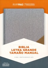 RVR 1960 Biblia Letra Grande Tamaño Manual, gris y marrón, símil piel (Hand Size Giant Print Bible, Gray & Brown)