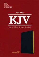 KJV Large Print Thinline Bible, Black Genuine Leather