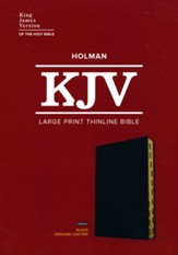 KJV Large Print Thinline Bible, Black Genuine Leather, Indexed - Slightly Imperfect