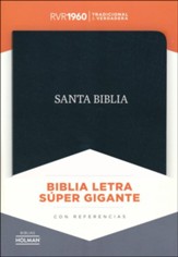 Biblia Letra Super Gigante RVR 1960, Piel Fab. Negra  (RVR 1960 Super Giant Print Bible, Bond. Leather, Black) - Slightly Imperfect