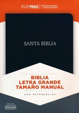 Biblia RVR 1960 Letra Gde. Tam. Manual, Piel Fabricada, Negro  (RVR 1960 Lge.Print Pers.Size Bible, Bon.Leather, Black) - Slightly Imperfect