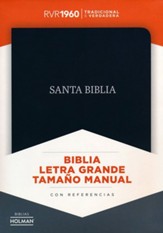 Biblia RVR 1960 Letra Gde. Tam. Manual Ref., Piel Fab. Negra, Ind.  (RVR 1960 LgPt Personal-Size Ref. Bible, Bon.Leather, Bk I.)