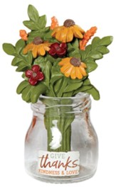 Give Thanks Kindness and Love Vase with Fall Flowers