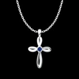 September Birthstone Swirl Cross Pendant