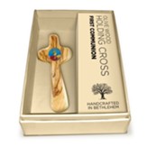 Olive Wood Deluxe First Communion Holding Cross in Gift Box