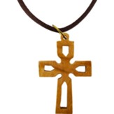 Cross Celtic Cut Out Olive Wood Necklace