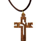 Jesus Cut Out, Small, Olive Wood Necklace
