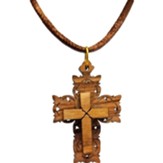 Filigree Cross, Raised, Olive Wood Necklace