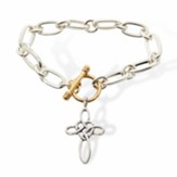 Celtic Cross Link Bracelet, Gold/Silver