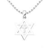 Star of David With Cross Pendant, Sterling Silver