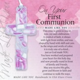 On Your First Communion Mosaic Cross, Pink