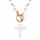 Amazing Grace Cross Link Necklace, Gold/Silver