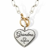 Grandma Heart Link Necklace, Gold/Silver
