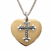 Braided Cross Necklace, Gold/Silver